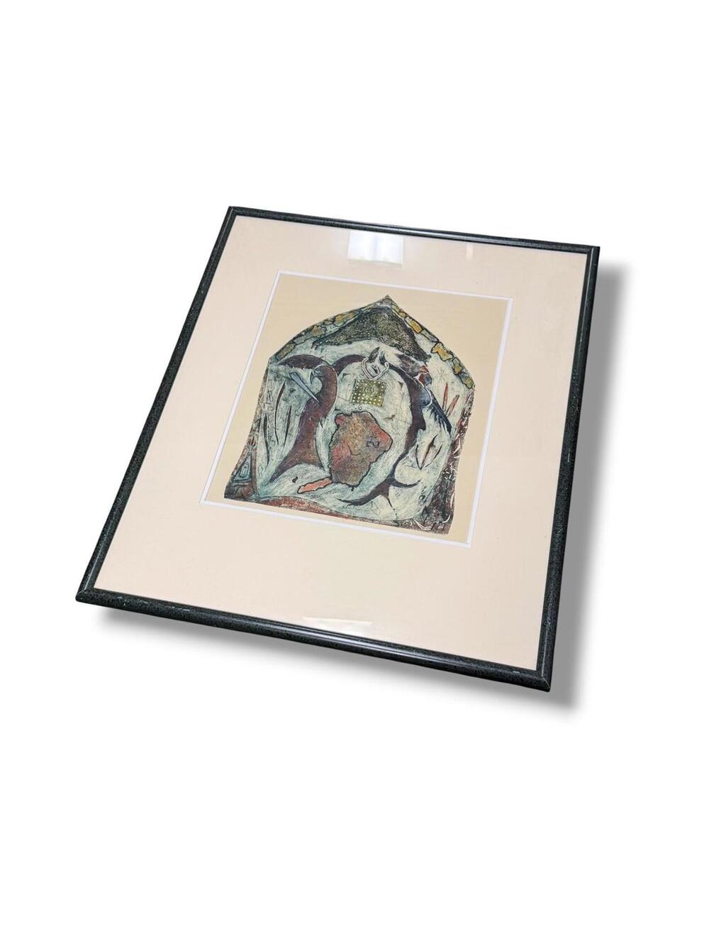 Vintage Abstract Primitive Large Framed Artwork